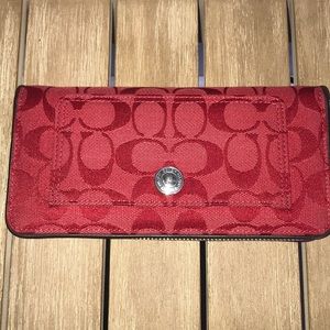 Coach Red Signature Accordion Wallet